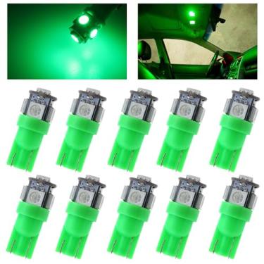 Imagem de WINETIS Kit de lâmpadas LED T10 de 10 peças, lâmpadas de substituição de interiores de carro super brilhantes SMD 5050 SMD para painel cúpula mapa porta cortesia luzes de placa de licença (verde)