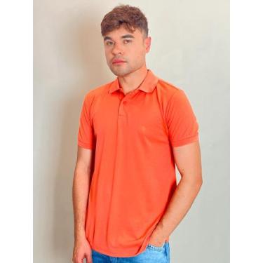 Imagem de Polo Masculina Piquet Básica Com Botões Polo Wear Laranja Médio, Laran