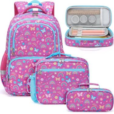 Imagem de Mochila Fimibuke Kid para menina escolar com lancheira e estojo de láp