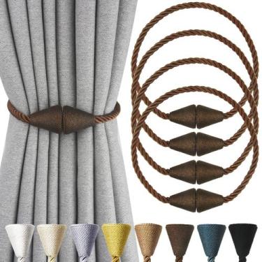 Imagem de Cortina Tiebacks Nieffeiy Magnetic Coffee Color, pacote com 4