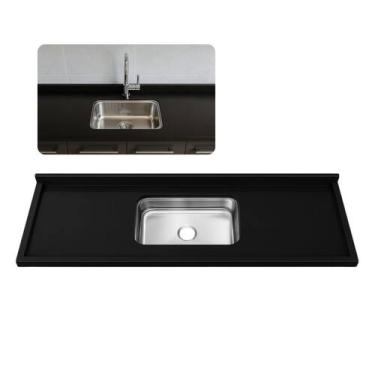 Imagem de Pia de Cozinha Granito São Gabriel Negresco 150cm Cuba Inox - Rainha d