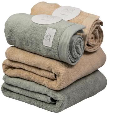 Imagem de Kit 4 Toalhas Buddemeyer Dual Air Bege e Verde  2 banho e 2 rosto