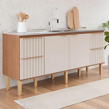 Imagem de Gabinete de Cozinha Ripado 194cm Grande Madeira 100% Mdf - Rainha dos 