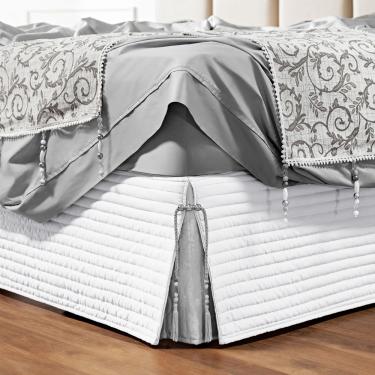Imagem de Saia Cama Box Casal Stylle 200 Fios Matelado c/ Pingente - Branca