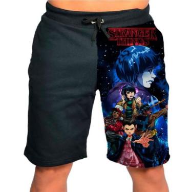 Imagem de Bermuda Short Calção Stranger Things Desenho Fanart - smoke, Preto, G 