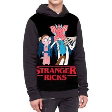 Imagem de Moletom Com Capuz Rick And Morty Strager Things Ref:611 - smoke, Preto