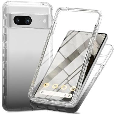 Imagem de Capa transparente de proteção total de 360° com protetor de tela integrado para Google Pixel 8, capa fina de TPU e PC, bordas elevadas, aderência antiderrapante, design de camada dupla à prova de