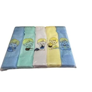 Imagem de Kit Fralda de Pano Bordada Menino e Menina Tecidos Duplo,com 5 Unidade