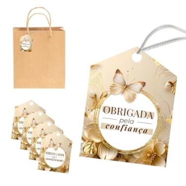 Imagem de 54 Unidades Tags Etiqueta para Sacola com Frase Obrigada pela Confiança Dourado para Presentes Embalagens e Lembrancinhas Lojas