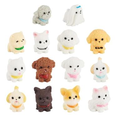 Imagem de Beadthoven 28 peças estatuetas de cachorro de resina, 14 estilos, miniatura, modelo 3D, acessórios para casa de bonecas, bonecos, animais de estimação, para micro paisagem, jardim de fadas, decoração
