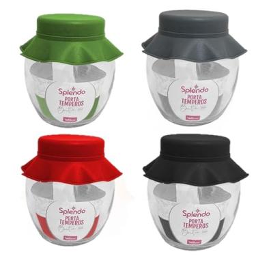 Imagem de Porta condimento Grande de vidro 370 ml Porta Tempero Grande Pote de Vidro (Cinza)