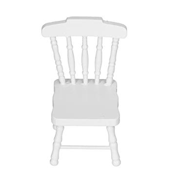 Imagem de Generic Cadeira de Casa de Bonecas Em Miniatura 1:12, Modelo de Mobília de Bétula para Colecionadores de Casa de Boneca, Adequada para Crianças, Brinquedo de Fantasia (Cadeira de madeira branca