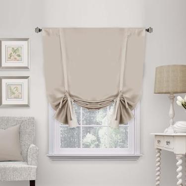 Imagem de H.VERSAILTEX Cortina blackout com isolamento térmico, bloqueio de luz, balão, persiana romana, banheiro, painel ajustável com bolso para varão para janela pequena, 107 cm de largura por 160 cm de