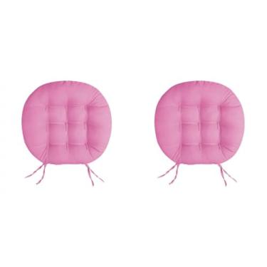 Imagem de 2 Futon Redonda 9 Furos Assento De Cadeira 40x40 cm(ROSA CHICLETE)