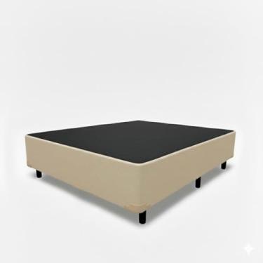 Imagem de Cama Box Casal 138 com Pés de Madeira (Corino, Bege)