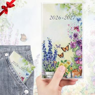 Imagem de ReliThick Calendário de bolso 2026-2027 para bolsa, agenda mensal pequena para mulheres, planejador semanal prático de bolso, diário, aquarela, jardim, caderno, Natal, Ano Novo, presente para irmãs