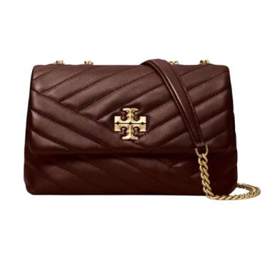 Imagem de Tory Burch Bolsa de ombro feminina pequena Kira Chevron conversível, Tempranillo