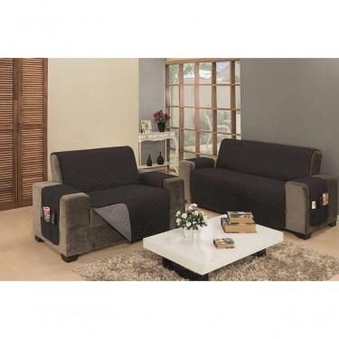 Imagem de Protetor De Sofá Dupla Face Impermeável Mr 2 E 3 Lugares King - Preto/cinza
