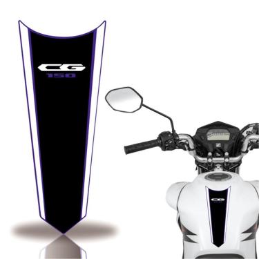 Imagem de Adesivo Faixa Gravata Tanque Moto Cg 160 150 Titan Fan 150 Preto Azul