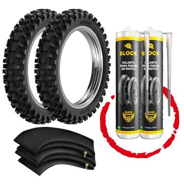 Imagem de Kit Par Pneu Crf250 Xr250 Lander Tenere 80/100-21 + 110/100-18 Rw33 Rinaldi + Camara + Selante