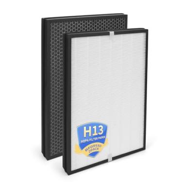 Imagem de Filtro de substituição RF09550 compatível com purificador de ar AprilAire 9550, modelos: AP09550P, AP09550V, RF09550A True HEPA e filtro de carvão ativado pacote com 2