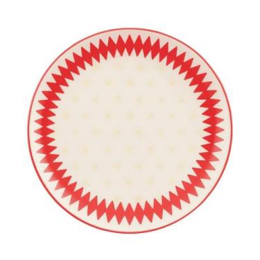 Imagem de Prato de Sobremesa Natalino guirlanda vermelha Oxford  20 cm