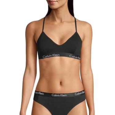 Imagem de Calvin Klein Sutiã feminino Motive de algodão levemente forrado, Preto, GG