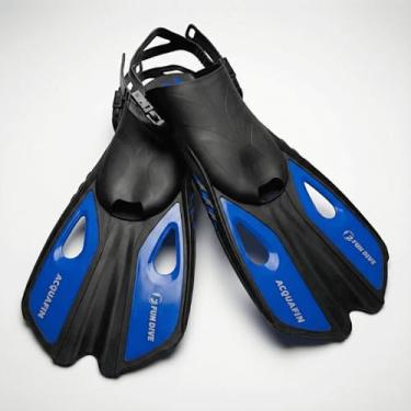 Imagem de Acquafin Fun Dive Nadadeira para Natação e Bodyboard, Preto e Azul, Borracha e Plástico, Calçadeira Ajustável, Propulsão Máxima (Preto / Azul, S/M)