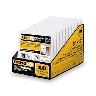 Imagem de RenoEZ Painel de acesso de plástico 20 x 20 cm com tecnologia Spring Click - sem necessidade de ferramentas - para drywall, teto e parede - porta de acesso para encanamento, HVAC e outros furos ou