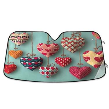 Imagem de Wassud Pára-brisas de carro Simple Heart Love, persiana refletiva de janela frontal de carro, protetor de viseira de sol bloqueia raios UV, persiana dobrável sanfonada automática para carro, caminhão