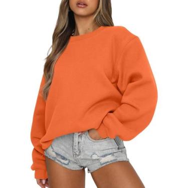 Imagem de Moletom EFAN de grandes dimensões com gola redonda Y2K, moletom de lã 