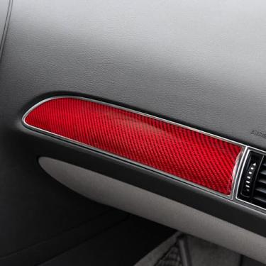 Imagem de BETTERHUMZ Adesivo de painel de painel Co-Pilot compatível com Audi A6 S6 2005-2011 Allroad Quattro tira de decoração de fibra de carbono acessórios interiores do carro do lado do passageiro (vermelho