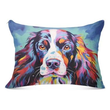 Imagem de Linda fronha decorativa colorida com estampa de cachorro com zíper fronhas tamanho queen king para cama de casa sofá, tamanho padrão, 51 x 66 cm