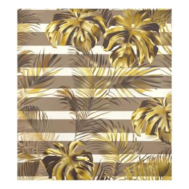 Imagem de Capa magnética de adesivo para lava-louças marrom listrado, folhas tropicais, capa decorativa de ímãs de lava-louças, 58 cm L x 66 cm A