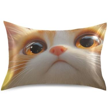Imagem de Capa de almofada de cetim laranja branca com fecho de gatinho padrão queen king size capas de almofadas refrescantes lindas capas de travesseiro de cama, tamanho padrão, 66 cm x 50 cm