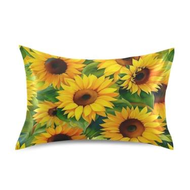 Imagem de Fronhas para cabelo girassóis vibrantes cetim king queen fronha padrão fronha de cama refrescante fronha queen tamanho 76.2 cm x 50.8 cm