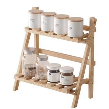 Imagem de LNQKJXIIA Boutiques US Suporte de tampa multifuncional de madeira para estação de café, prateleira organizadora de bancada de madeira de pinho para prateleiras de cozinha
