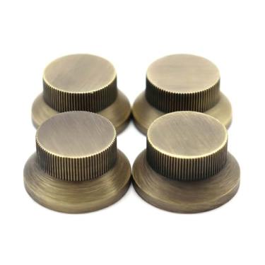 Imagem de ROZILO 4 peças de botões de controle de guitarra elétrica bronze metal volume e tom para guitarra elétrica Fender Strat Telecaster Jazz Les Paul