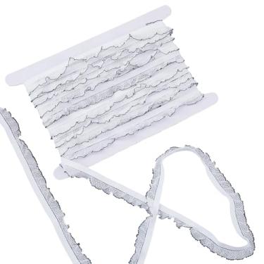 Imagem de GORGECRAFT 10 jardas x 16 mm fita elástica branca com borda de babados fita elástica tecida faixa elástica de poliéster para faixas de cabeça, punho vestido enfeite acessórios de vestuário