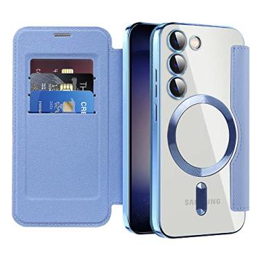 Imagem de MEMAXELUS Capa carteira para Samsung Galaxy S26 5G compatível com MagSafe, flip de couro PU premium com suporte para cartão bloqueio de RFID, capa magnética à prova de choque transparente para Samsung