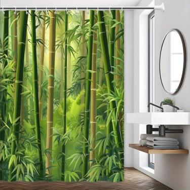 Imagem de Cortina de chuveiro floresta de bambu natureza serena decoração de banheiro tecido poliéster impermeável cortinas de chuveiro modernas tela de banho 71x83in-180x210 cm/LxA