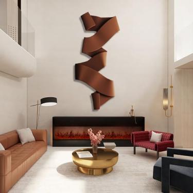 Imagem de Grande decoração de arte de parede de metal esculturas irregulares para sala de estar, decoração de parede abstrata geométrica escultura de parede arte de parede para quarto, escritório, sala de