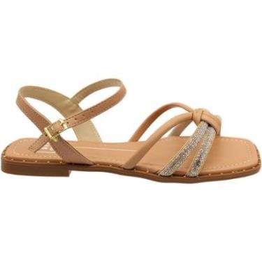 Imagem de Sandália Rasteira Moleca Tiras Brilhantes Fivela Feminina-Feminino