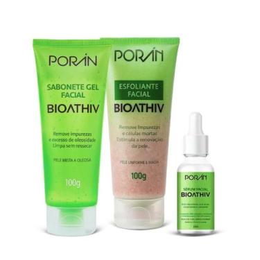 Imagem de Kit Skincare Facial Bioathiv Poran 5 Itens (Sabonete, Esfoliante, Dema