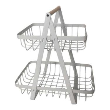 Imagem de Fruteira de Metal 24x22cm Pequena 2 andares Branca - FWB