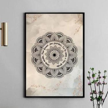 Imagem de Quadro Mandala Ho`Oponopono - Bege 45X34Cm - Com Vidro