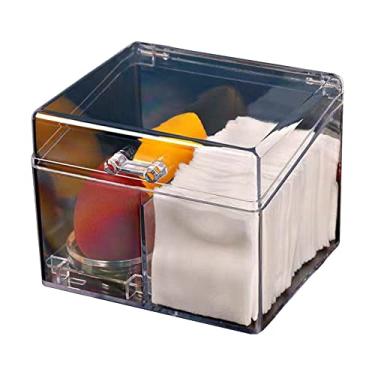 Imagem de Porta Cotonetes de Escritório Caixa para Fios Dentários Case Acrílico Palhetas Cotonete Gazes Organizador Batons Maquiagem Plástico Armazenamento Esponjas com Tampa Lata Dividida Jarro Vanity Banheiro