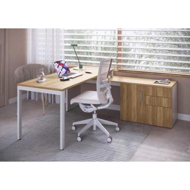 Imagem de Conjunto para Escritório com Mesa Escrivaninha e Balcão Concept Móvel 