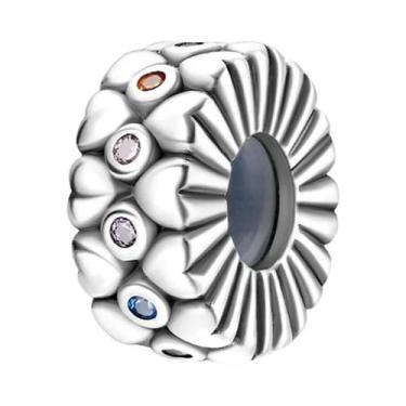 Imagem de Berloques De Silicone Com Zircônia Em Prata Esterlina 925 Para Pulseir