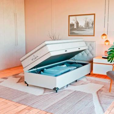 Imagem de Cama Box Baú Solteiro Branco + Colchão Paris Molas Ensacadas - eShop c